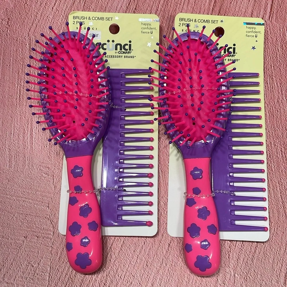 Scunci Kids Brush and Comb Set - Pink and Purple